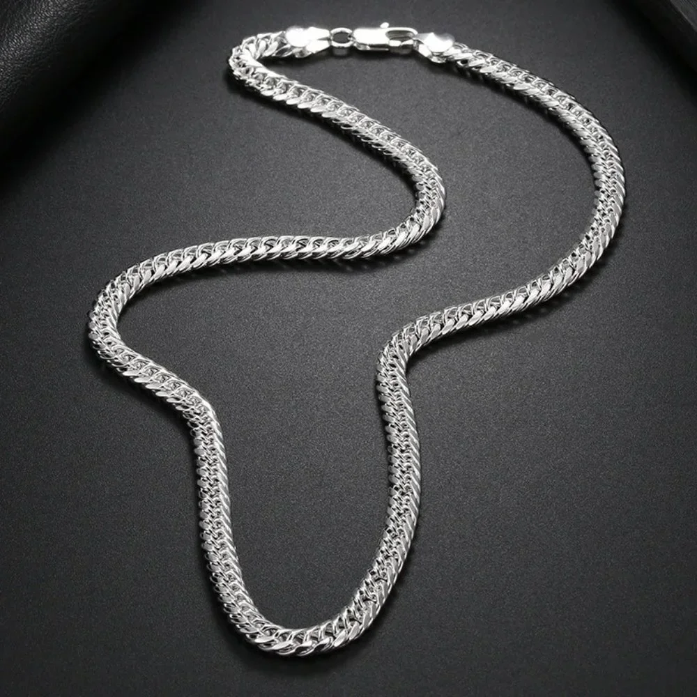Beautiful Cuban Link 6mm Wide & 20 Inch Long Stamped 925 Sterling Silver Chain